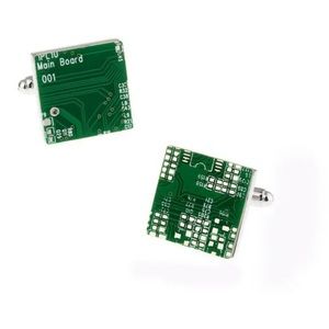 New Trendy Designer Green Circuit Board Design Cufflinks Pair Free Shipping